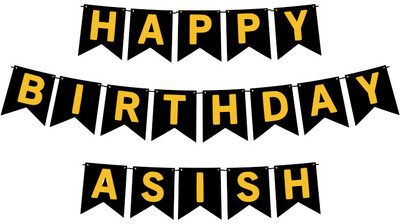 Midas Craft Happy Birthday Asish M Banner 02. Banner(10 ft, Pack of 1)