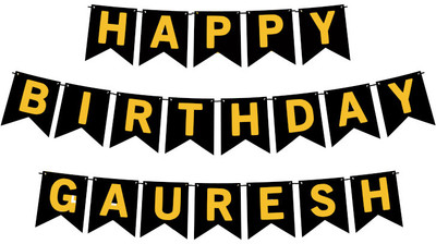 Midas Craft Happy Birthday Gauresh M Banner 02. Banner(10 ft, Pack of 1)