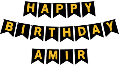 Midas Craft Happy Birthday Amir M Banner 02. Banner(10 ft, Pack of 1)