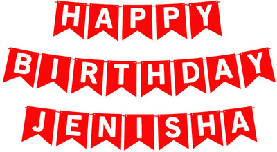 Midas Craft Happy Birthday Jenisha_01. Pennant Banner(10 ft, Pack of 1)