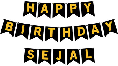 Midas Craft Happy Birthday Sejal M Banner 02. Banner(10 ft, Pack of 1)