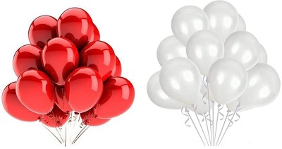 SaleXgrowth Red heart Balloon Junction Metallic Birthday Party Balloons - 50pc-(Red/White) Banner(1 ft, Pack of 50)