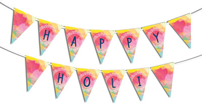 Picfest Happy Holi Banner(4 ft, Pack of 3)