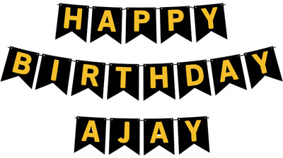 Midas Craft Happy Birthday Ajay M Banner 02. Banner(10 ft, Pack of 1)