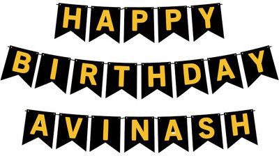 Midas Craft Happy Birthday Avinash M Banner 02. Banner(10 ft, Pack of 1)