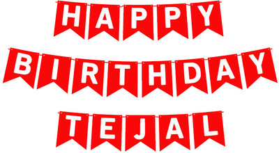 Midas Craft Happy Birthday Tejal_01. Pennant Banner(10 ft, Pack of 1)