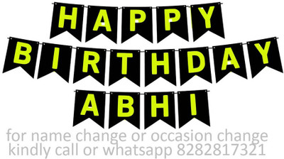 Midas Kraft Happy Birthday Abhi M Banner 02. Banner(10 ft, Pack of 1)