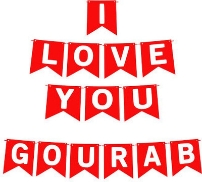 Midas Craft I Love You Gourab Name Banner 03 Banner(10 ft, Pack of 1)