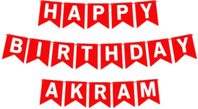 Midas Craft Happy Birthday Akram_01. Pennant Banner(10 ft, Pack of 1)