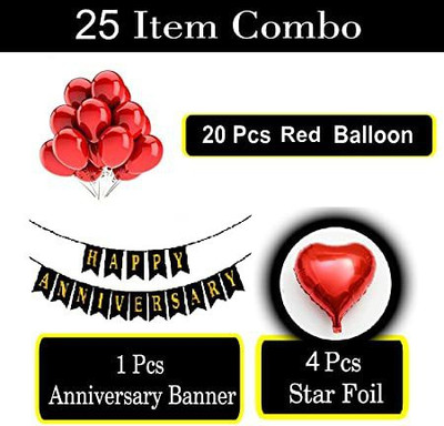 budh Happy Anniversary Balloons set Banner(6 ft, Pack of 25)