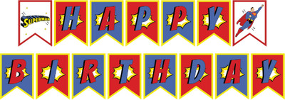 ELEVYN Superhero Theme Superman Birthday Banner with Cake Topper Banner(4 ft, Pack of 1)