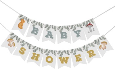 Inkdotpot Ready To Hang Baby Shower Birthday Pre Strung Fox Theme Bunting Banner Flags Banner(3 ft, Pack of 1)