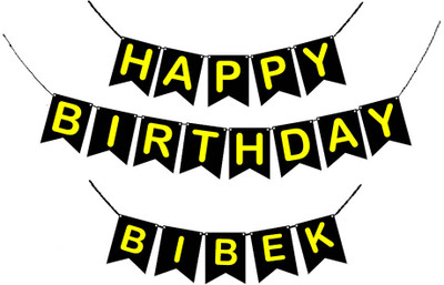GIFTUATION Happy Birthday Bibek / Printed Birthday Banner for Boys & Girls Banner(5 ft, Pack of 1)