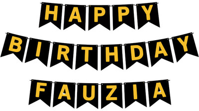 Midas Craft Happy Birthday Fauzia M Banner 02. Banner(10 ft, Pack of 1)