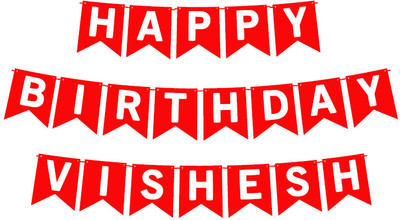 Midas Craft Happy Birthday Vishesh_01. Pennant Banner(10 ft, Pack of 1)