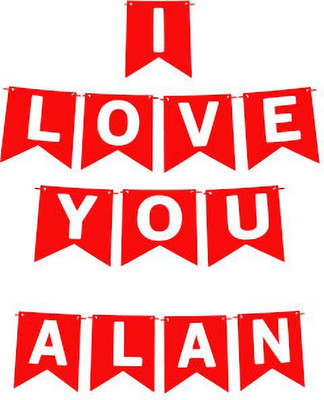 Midas Craft I Love You Alan Name Banner 03 Banner(10 ft, Pack of 1)
