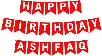 Midas Craft Happy Birthday Ashfaq_01. Pennant Banner(10 ft, Pack of 1)