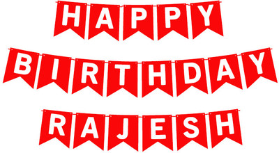 Midas Craft Happy Birthday Rajesh_01. Pennant Banner(10 ft, Pack of 1)