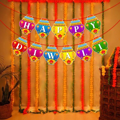 ZYOZI Happy Diwali Banner For Decorations, Diwali Festival Of Lights Banner(6.5 ft, Pack of 1)