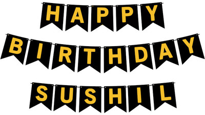Midas Craft Happy Birthday Sushil M Banner 02. Banner(10 ft, Pack of 1)