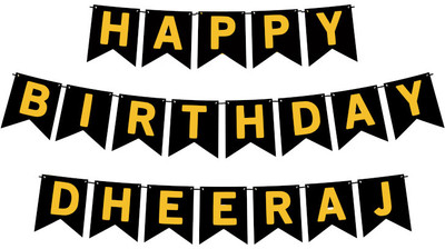 Midas Craft Happy Birthday Dheeraj M Banner 02. Banner(10 ft, Pack of 1)