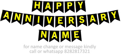Midas Craft Happy Anniversary Name M Banner 08. Banner(10 ft, Pack of 1)