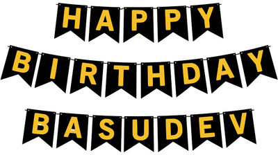 Midas Craft Happy Birthday Basudev M Banner 02. Banner(10 ft, Pack of 1)