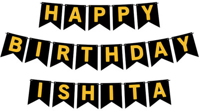 Midas Craft Happy Birthday Ishita M Banner 02. Banner(10 ft, Pack of 1)