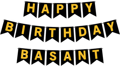 Midas Craft Happy Birthday Basant M Banner 02. Banner(10 ft, Pack of 1)