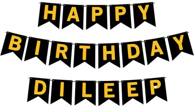 Midas Craft Happy Birthday Dileep M Banner 02. Banner(10 ft, Pack of 1)