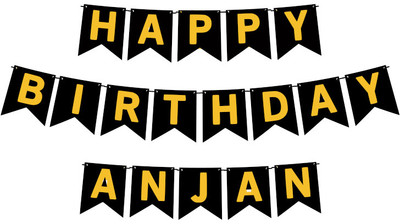 Midas Craft Happy Birthday Anjan M Banner 02. Banner(10 ft, Pack of 1)
