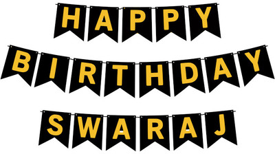 Midas Craft Happy Birthday Swaraj M Banner 02. Banner(10 ft, Pack of 1)