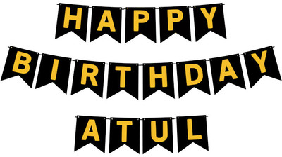 Midas Craft Happy Birthday Atul M Banner 02. Banner(10 ft, Pack of 1)