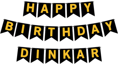 Midas Craft Happy Birthday Dinkar M Banner 02. Banner(10 ft, Pack of 1)