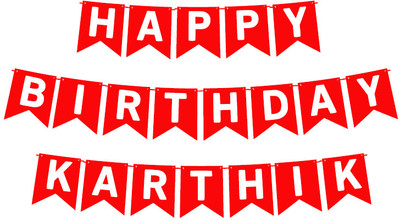 Midas Craft Happy Birthday Karthik_01. Pennant Banner(10 ft, Pack of 1)