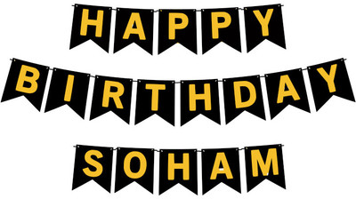 Midas Craft Happy Birthday Soham M Banner 02. Banner(10 ft, Pack of 1)