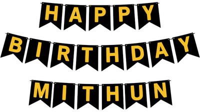 Midas Craft Happy Birthday Mithun M Banner 02. Banner(10 ft, Pack of 1)