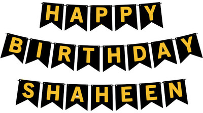 Midas Craft Happy Birthday Shaheen M Banner 02. Banner(10 ft, Pack of 1)