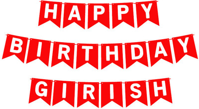 Midas Craft Happy Birthday Girish_01. Pennant Banner(10 ft, Pack of 1)