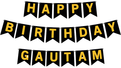 Midas Craft Happy Birthday Gautam M Banner 02. Banner(10 ft, Pack of 1)