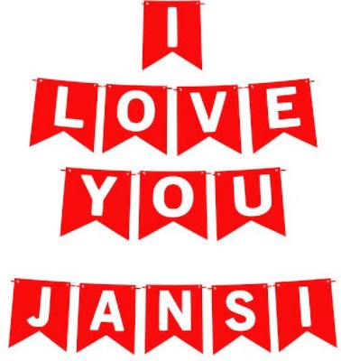 Midas Craft I Love You Jansi Name Banner 03 Banner(10 ft, Pack of 1)