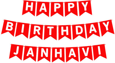 Midas Craft Happy Birthday Janhavi_01. Pennant Banner(10 ft, Pack of 1)
