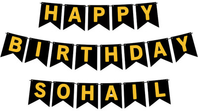 Midas Craft Happy Birthday Sohail M Banner 02. Banner(10 ft, Pack of 1)