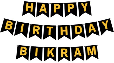 Midas Craft Happy Birthday Bikram M Banner 02. Banner(10 ft, Pack of 1)