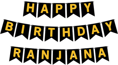 Midas Craft Happy Birthday Ranjana M Banner 02. Banner(10 ft, Pack of 1)