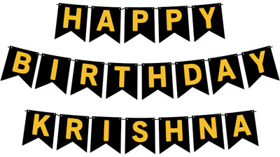 Midas Craft Happy Birthday Krishna M Banner 02. Banner(10 ft, Pack of 1)