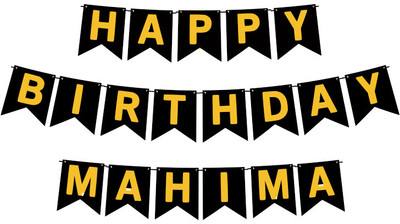 Midas Craft Happy Birthday Mahima M Banner 02. Banner(10 ft, Pack of 1)