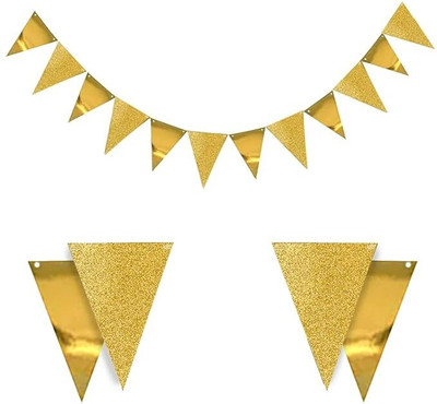 PopTheParty Bunting Flag Banner (Golden Color) Banner(9.8 ft, Pack of 1)
