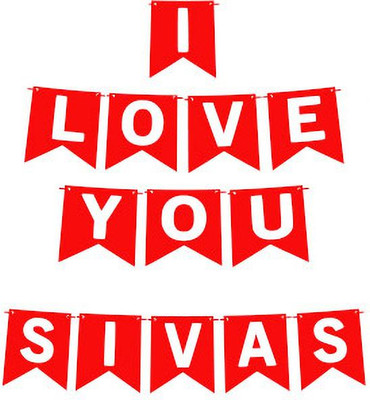 Midas Craft I Love You Sivas Name Banner 03 Banner(10 ft, Pack of 1)