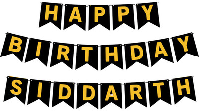 Midas Craft Happy Birthday Siddarth M Banner 02. Banner(10 ft, Pack of 1)